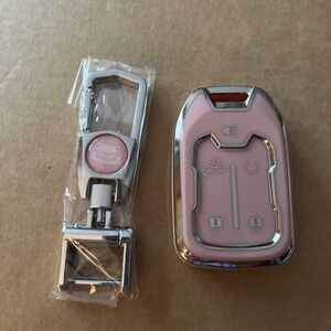 for Chevy Key Fob Cover with Keychain.TPU Keyshell No 5-Buttons Pink 5 Buttons